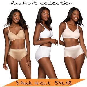 NEW Vanity Fair Radiant Collection Light Control Undershapers 3 Pack Hi-Cut 5XL